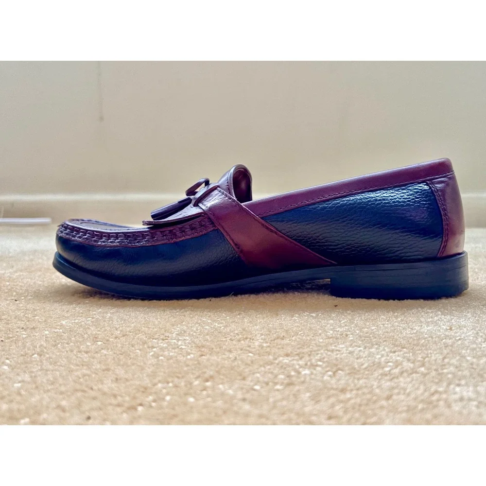 Johnston Murphy Mens Brown Black Leather Tassel Loafer Staple Shoes Size 10